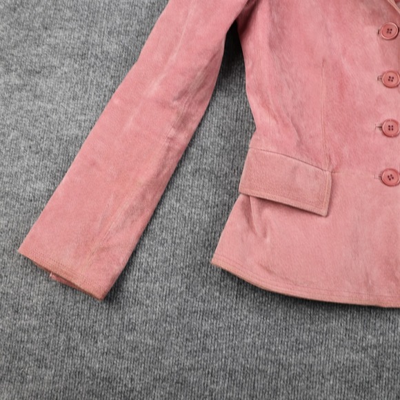 Bagatelle Jacket Womens 4 Pink Suede Leather Blazer Button Front Lined Pockets - Picture 3 of 10
